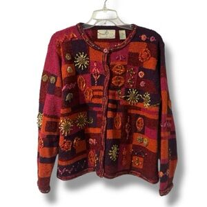 Design Options Phillip & Jane Gordon Pink Embellished Cardigan Women’s Sz Large